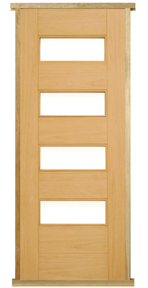 Copenhagen 4-Light Prehung Solid Oak External Door